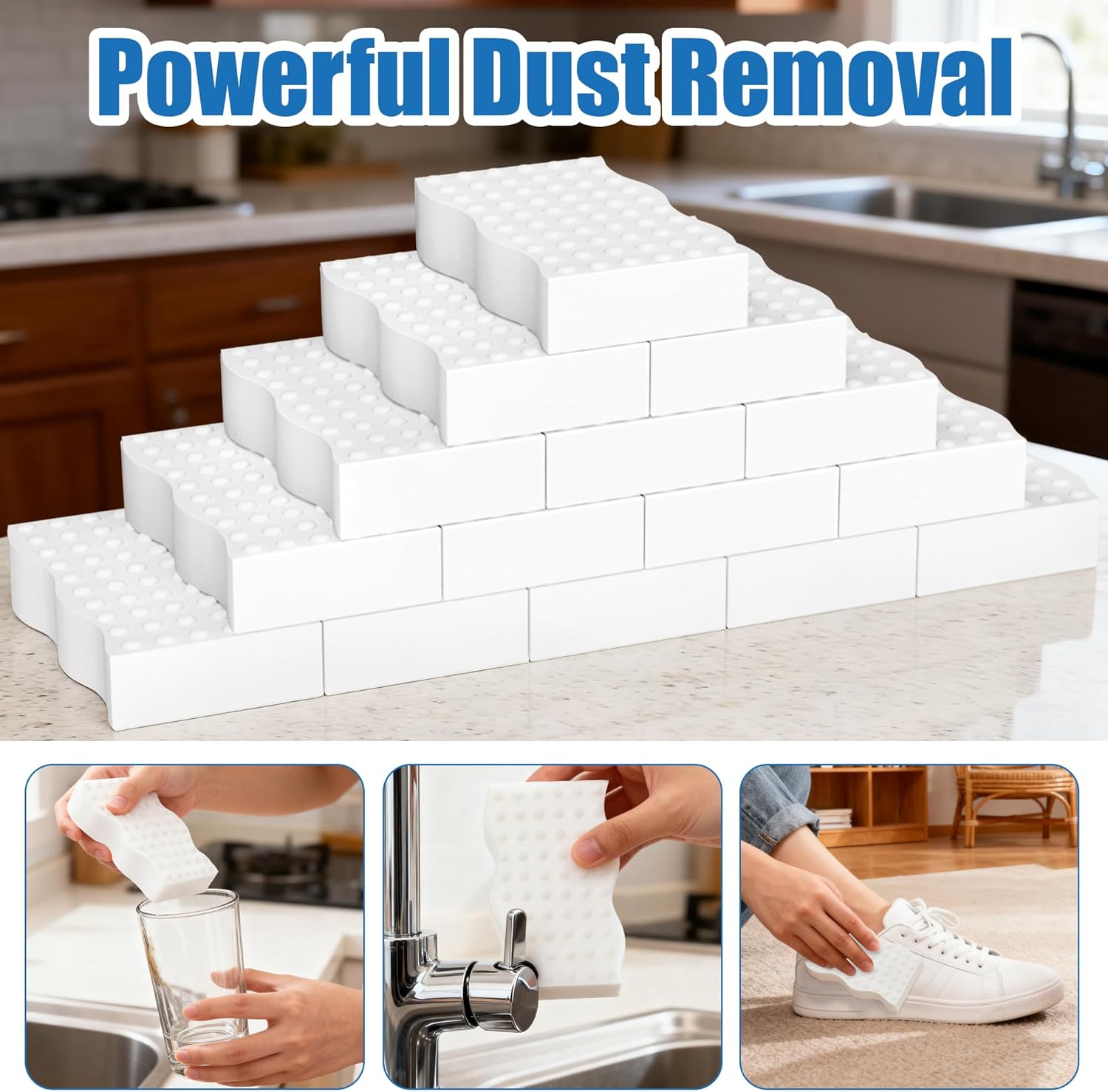 Skiennix Magic Cleaning Sponges - 2X Density Melamine Erasers for Home & Kitchen | 20 Pack