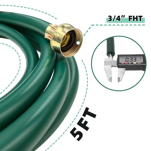 TT FLEX Burst-Proof Dehumidifier Drain Hose – 5 FT Green Rubber, 3/4" FHT, Heavy Duty, Flexible, Leak-Resistant for Efficient Water Drainage,CUPC and NSF-61 Certificated