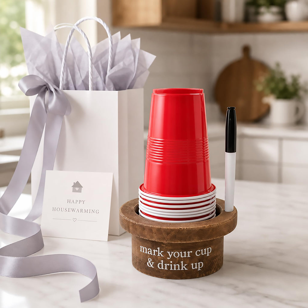 Mud Pie Disposable Cup and Marker Set; Base 3" x 5 1/2" Dia | Cup 18 oz