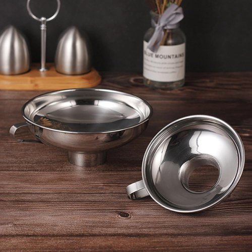 IoF Stainless Steel Canning Funnel Set - 3 Pcs Wide Mouth Funnels with Fine Oil Strainer for Kitchen Use