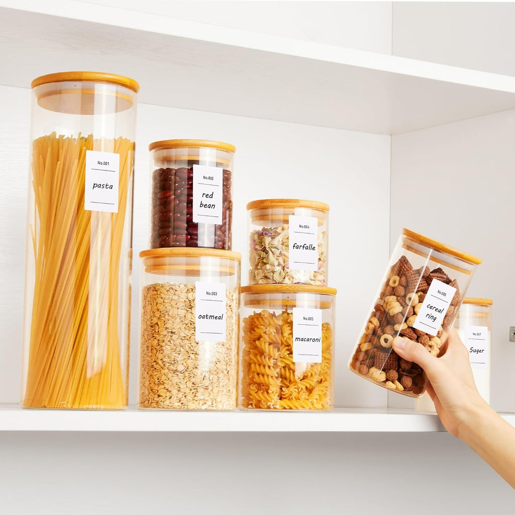 Vtopmart Glass Food Storage Jars - 7 Pack Airtight Kitchen Containers with Bamboo Lids for Pantry Organization