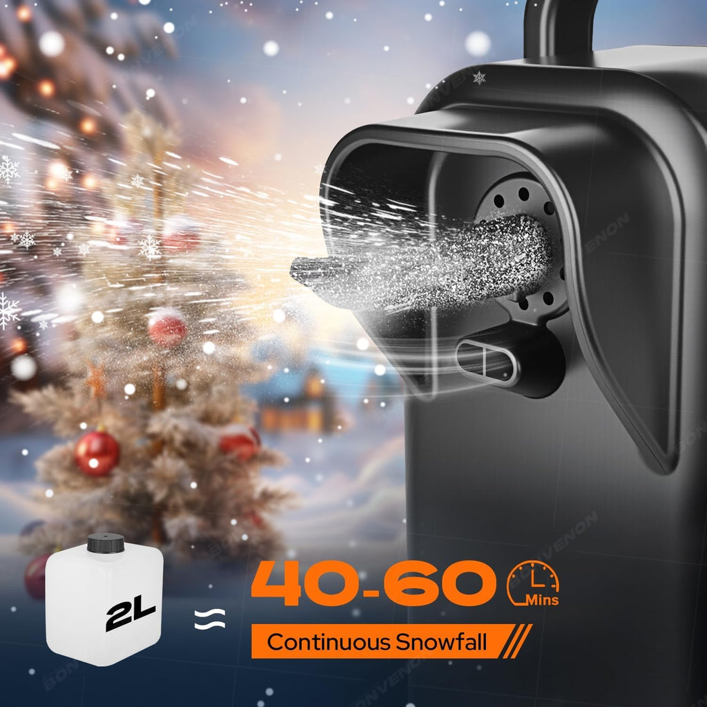 Skiennix 900W Foam Snow Machine - Low Noise Indoor/Outdoor Snow Maker with Remote Control & Adjustable Effects