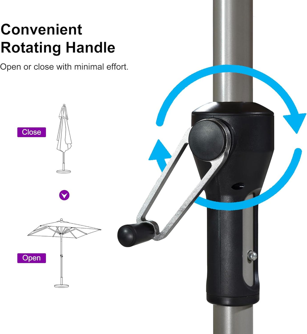 PURPLE LEAF 8' x 8' Square Patio Umbrella - Tilt Adjustment & Champagne Aluminum Frame for Outdoor Use