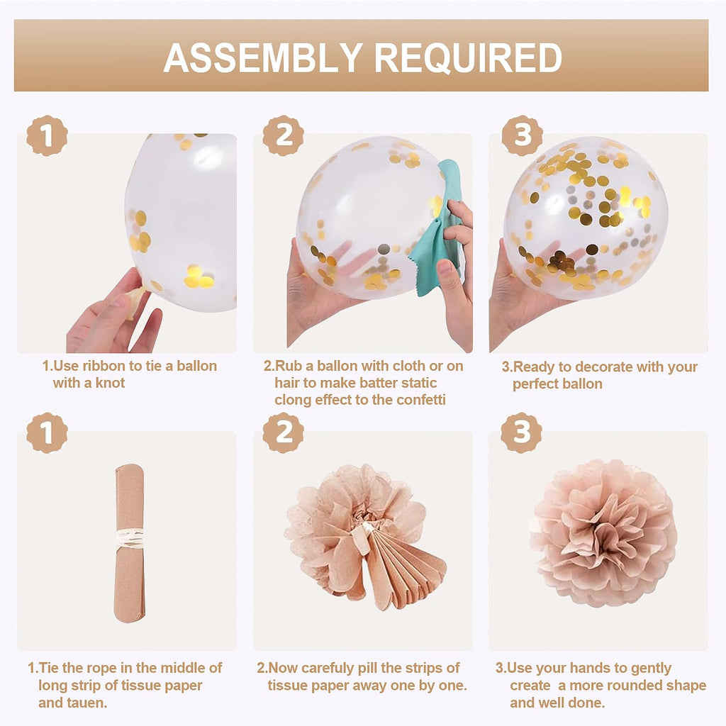 lambent Happy Birthday Decorations Kits for Women Girls,Champagne-Gold Beige Fall Boho Birthday Party Decorations with Foil Balloons,Birthday Banner,Star Banner,Fringe Curtain,Cake Topper