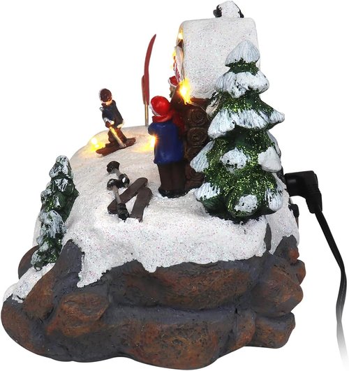 Christmas Village Tabletop Ski Down The Mountain - Pre-Lit Winter Snow Scene - Perfect Holiday Home Décor