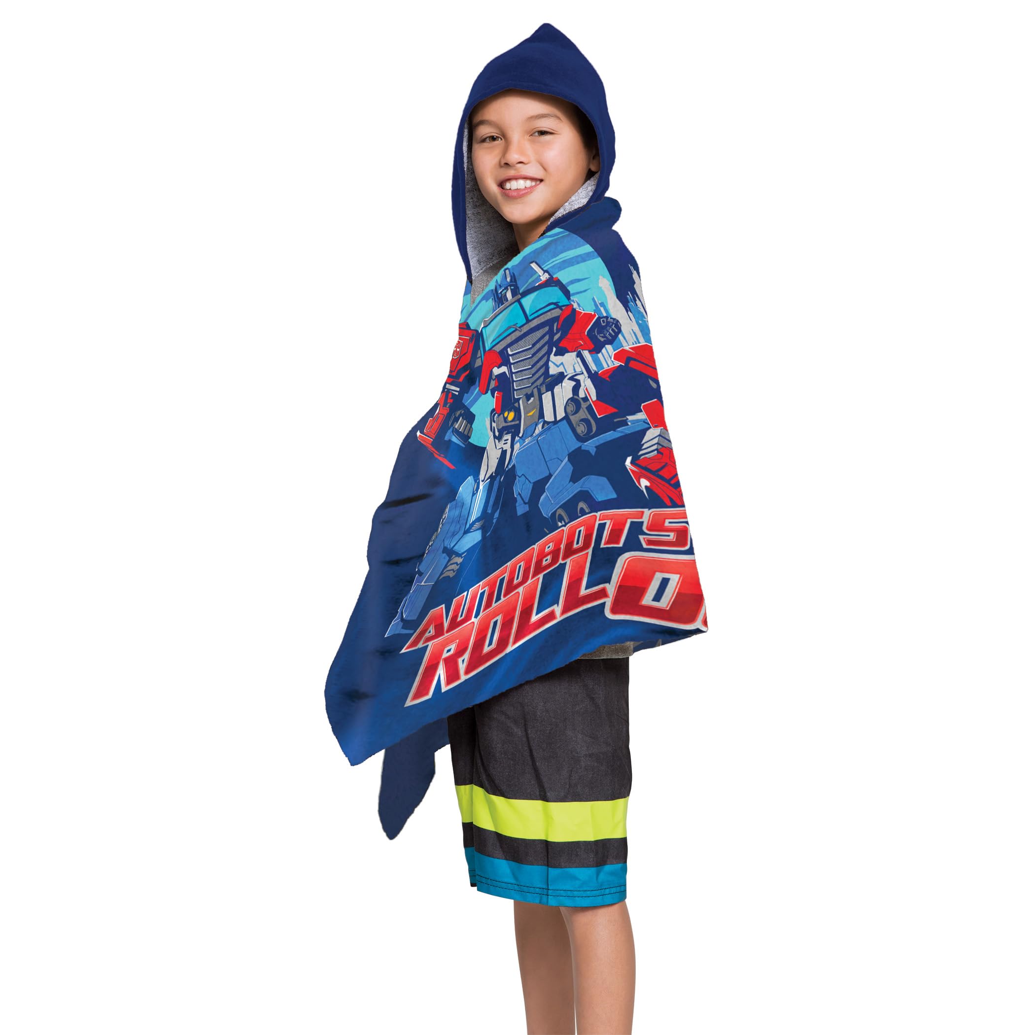 Northwest Transformers Autobots Roll Out Youth Hooded Bath, Pool or Beach Towel, Swim Poncho, Absorbent Quick-Dry Beach Cover-Up, for Boys & Girls, 22 x 51 inches