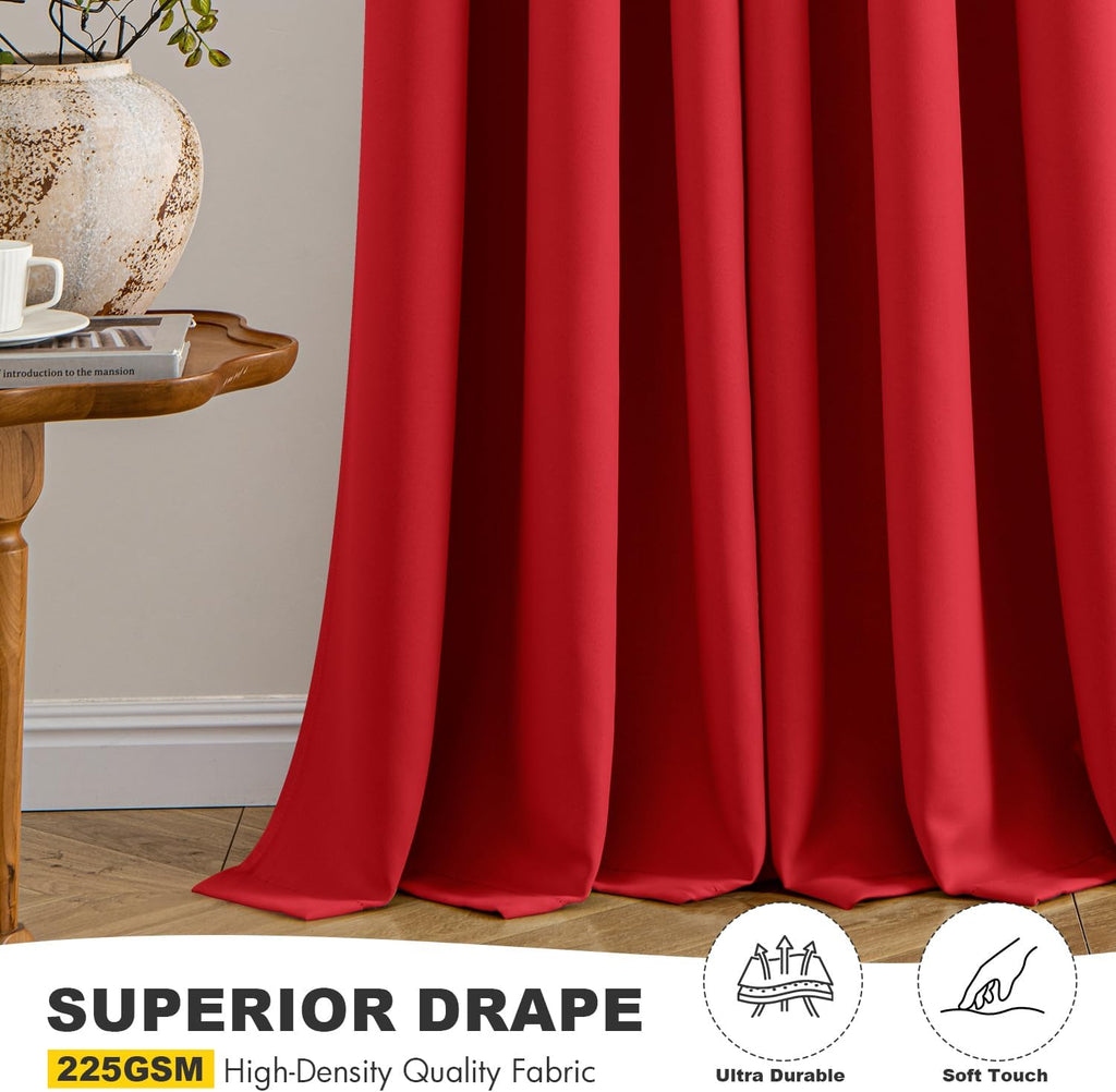 MIULEE Blackout Curtains - Christmas Red Thermal Insulated Drapes | 72 Inches Long, 2 Panels