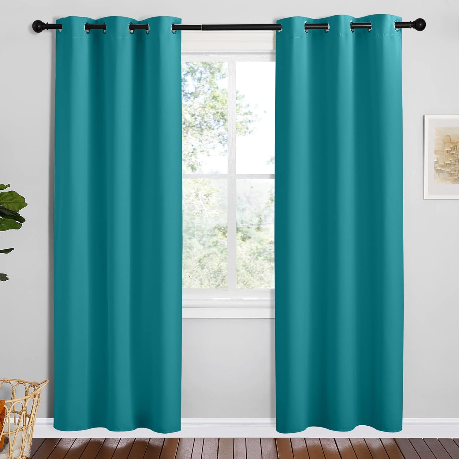 NICETOWN Room Darkening Curtains - Thermal Insulated Grommet Blackout - 78 Inch, Peacock Teal, 2 Panels