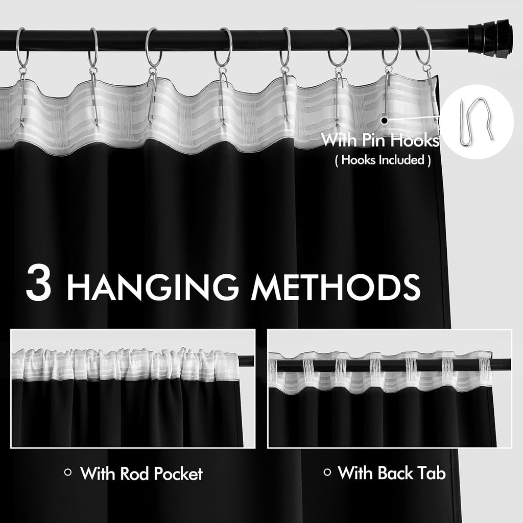 MIULEE Blackout Curtains - 96 Inch Long Thermal Insulated Drapes for Living Room & Bedroom