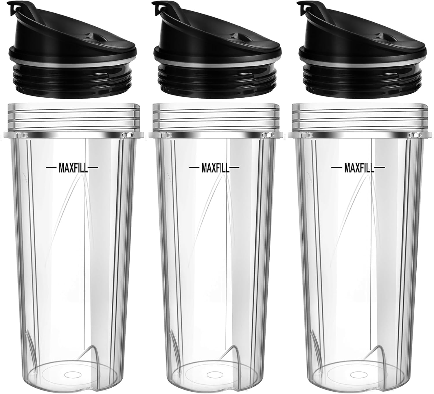 Ninja Blender Cups - 3 Pack Replacement 16oz Cups with Lids | Compatible with QB3001SS, BL770, BL780, BL660, BL740, BL810