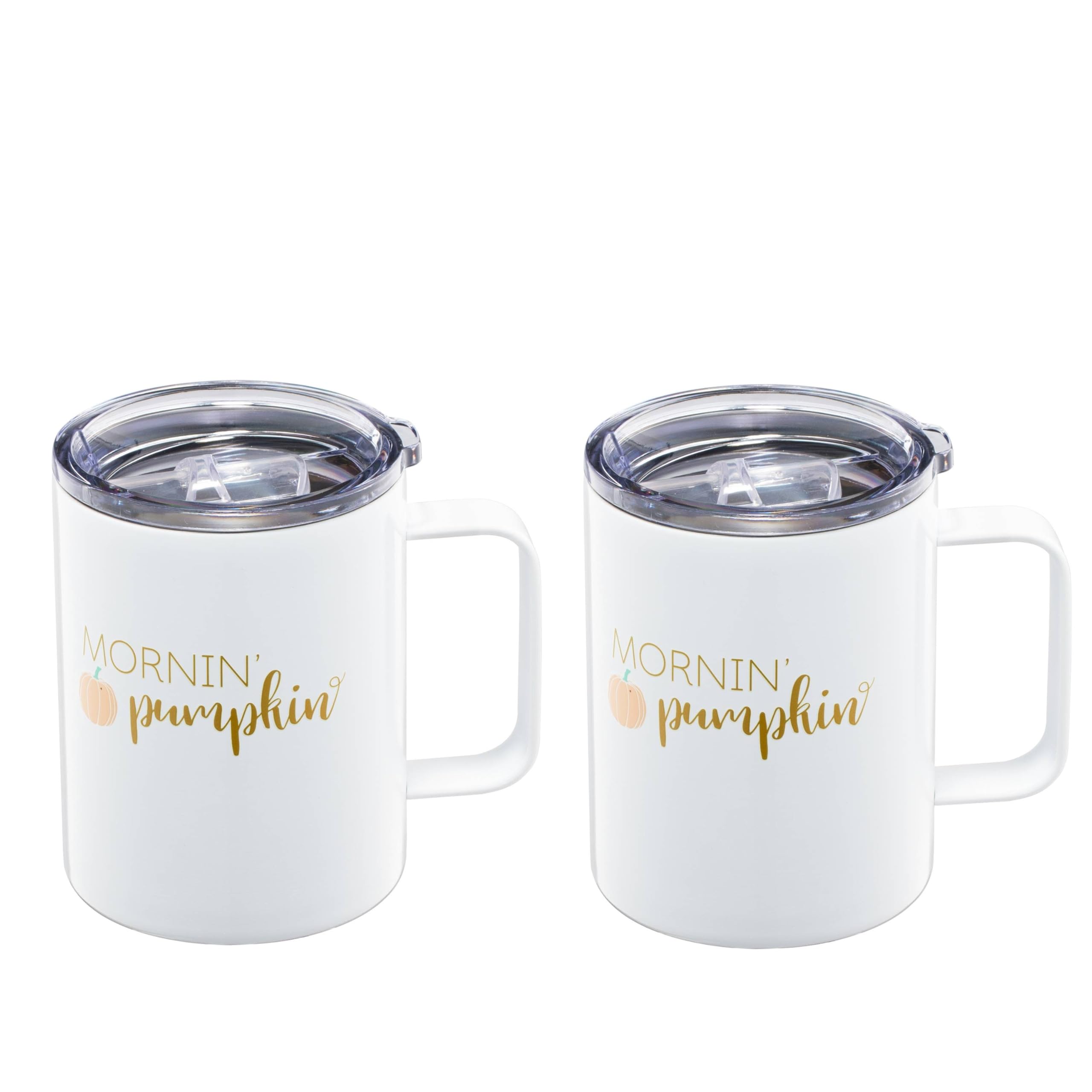 Cambridge EP109WHCB2DS 16 Oz Mornin Pumpkin Coffee Mugs, Set Of 2