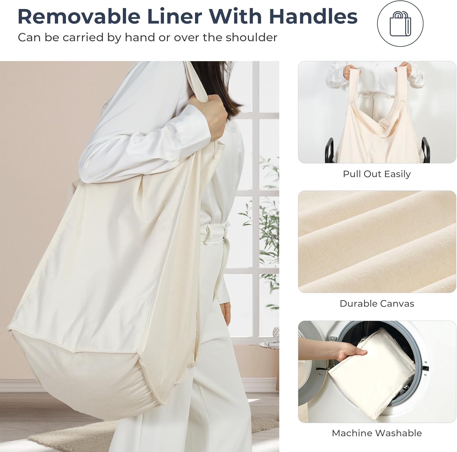 STO STO Laundry Hamper - 90L Rolling Sorter Cart with Removable Washable Liner & Wheels