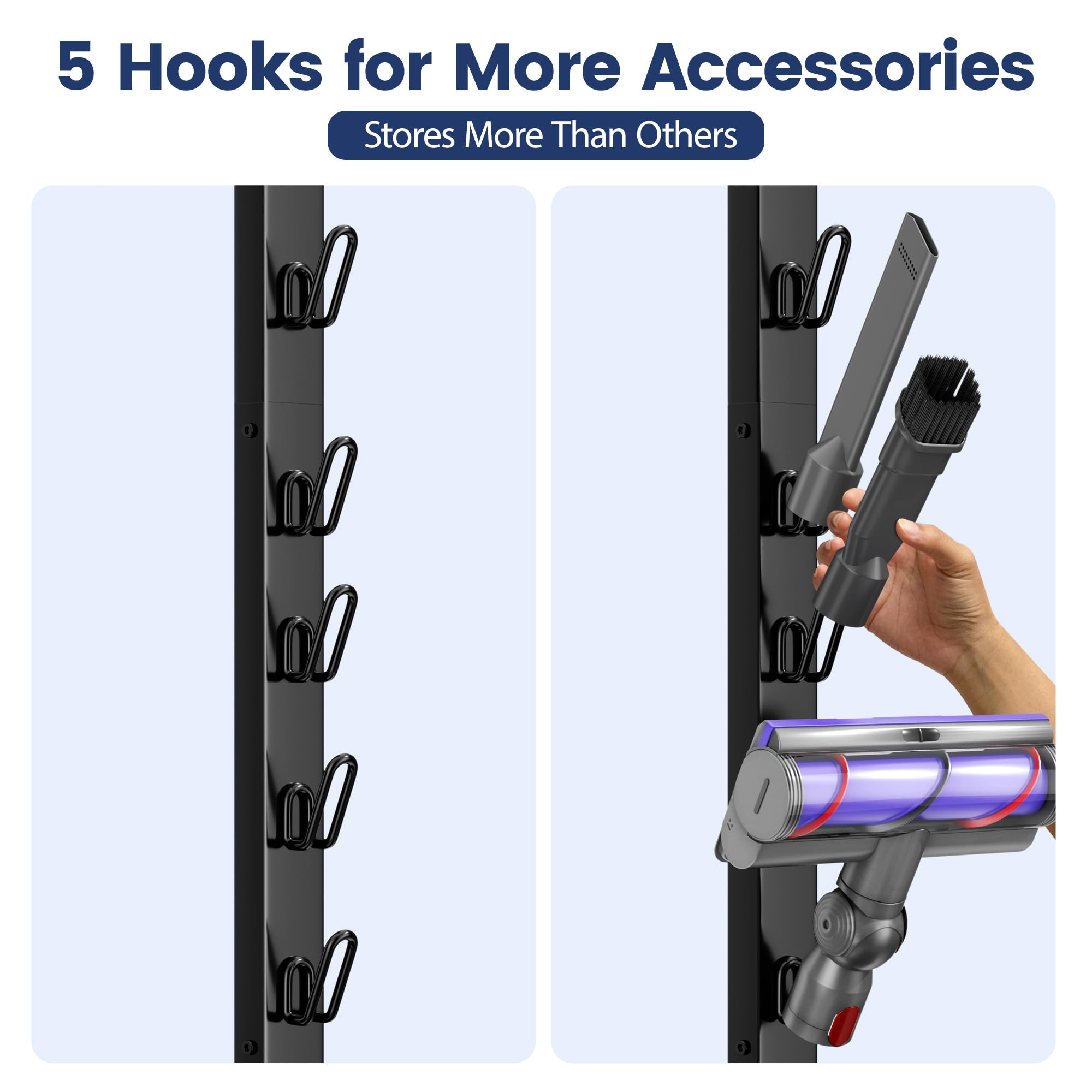 pickpiff Vacuum Cleaner Stand Compatible with Dyson V15, V12, V11, V10, V8, V7, V6 & G5 – Freestanding Holder with Accessory Storage, No Drilling Required, Easy Installation