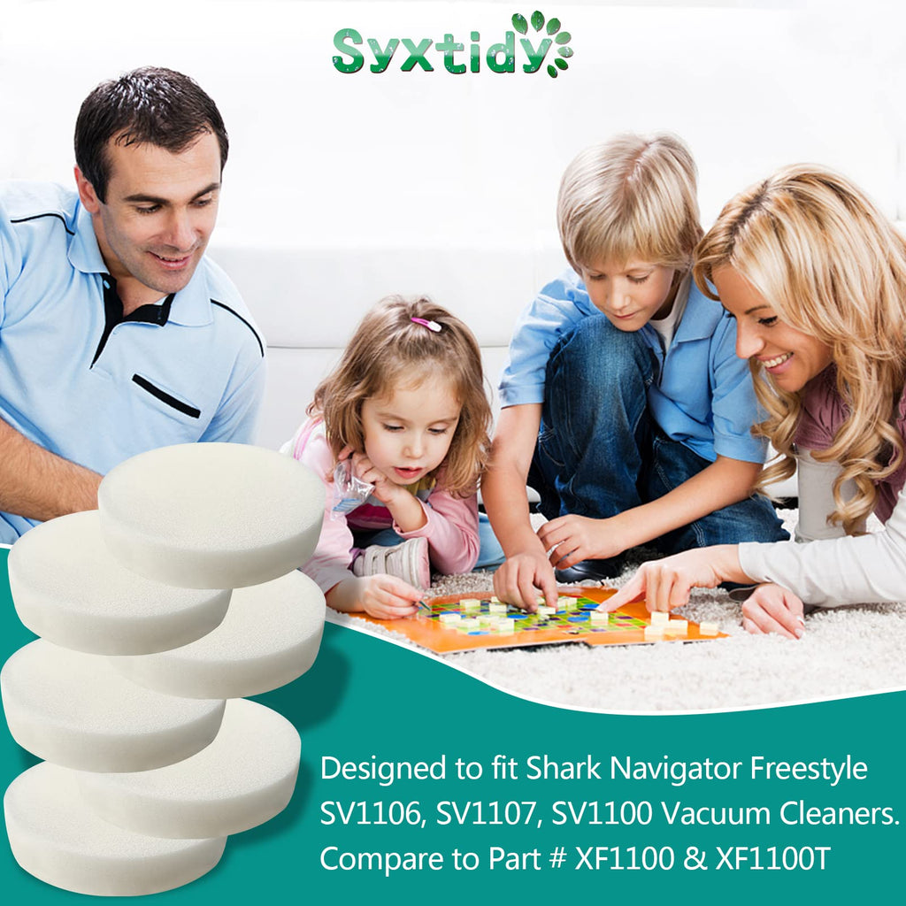 Syxtidy Filter Replacement for Shark Navigator Freestyle SV1106, SV1107, SV1100,SV1112 Vacuum, Part # XF1100T, 6 Pack
