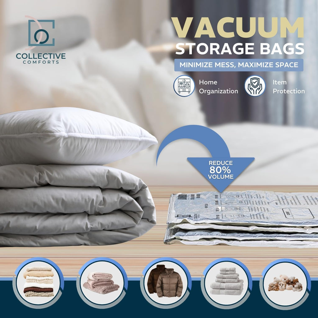Skiennix Vacuum Storage Bags - 8 Pack of 4 XXL & 4 Jumbo Compression Bags for Blankets & Clothing