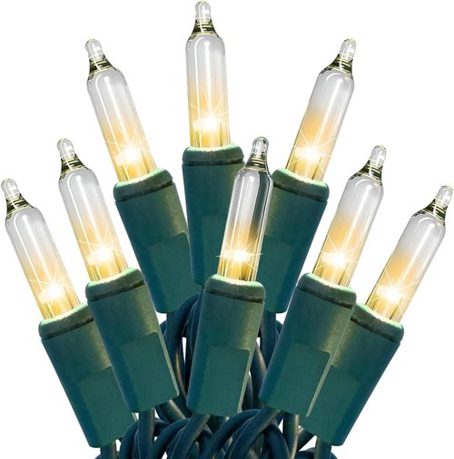 HISHINY Christmas Lights - 100 Count Clear String Lights with Green Wire | 32 Feet for Indoor & Outdoor Decor