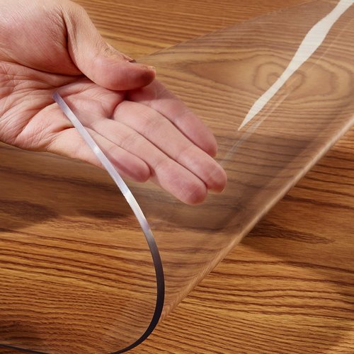 Oversize Waterproof Multi Size Crystal Plastic Table Protector Clear PVC Table Cover Cloth for Wedding Banquet Christmas Party Meeting Desktop Cutting Folding Table Pad 54x102“ Non-slip Heat Resistant