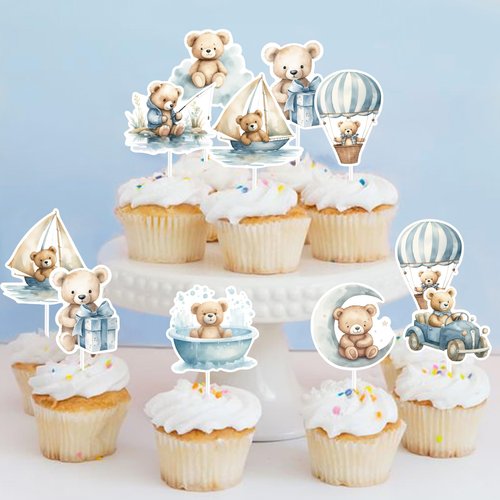 We Can Bearly Wait Baby Shower Decorations -Teddy Bear Boho Balloons Banner Boxes Cupcake Topper, We Can Bearly Wait Sign Backdrop Tablecloth, Boy Baby Shower Decorations Gender Reveal Party Decor