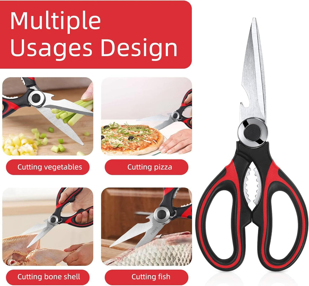 Raptor Kitchen Scissors - Heavy Duty Stainless Steel Meat Shears | Dishwasher Safe, 2-Pack Set