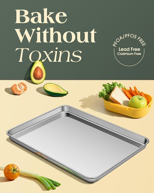 Commercial Grade Baking Sheet Set by [Brand Name] - Stainless Steel Nonstick Cookie Sheets | 18 x 13 Inch Heavy Duty & Warp Resistant