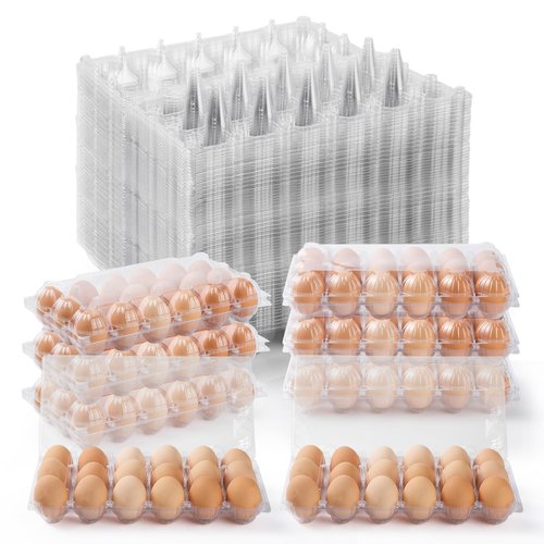 APOCHON 40PCS Plastic Egg Cartons 18 Count,Clear Egg Cartons Cheap Bulk for Fresh Eggs,Reusable Egg Holder for Family,Pasture,Farm Markets Display - Medium Egg Containers 3x6 Grids