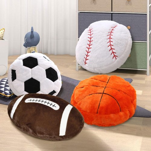 FPYWO 2 Pcs Football Pillow, Soft Football Plush Throw Pillows, Cute Football Decor for Couch Bedroom Game Day Party, Soft Fluffy Sports Decor Pillow, for Football Enthusiasts (20 Inch)