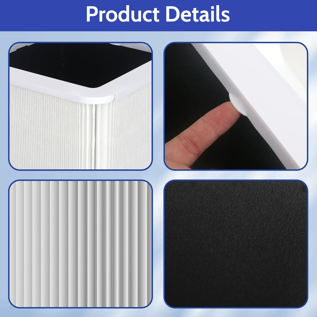 XBGG 211+ Replacement Filter Compatible with Blue Pure 211 Air Purifier Series, 2-in-1 Filtration System of H13 True HEPA and Activated Carbon Filter, 2 Pack