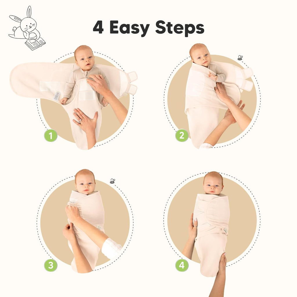 Angelic 3-Pack Organic Swaddles - Soft & Snug Baby Sleep Sacks for Newborns 0-3 Months