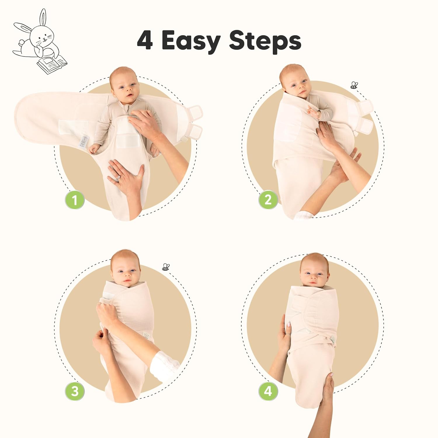 Angelic 3-Pack Organic Swaddles - Soft & Snug Baby Sleep Sacks for Newborns 0-3 Months