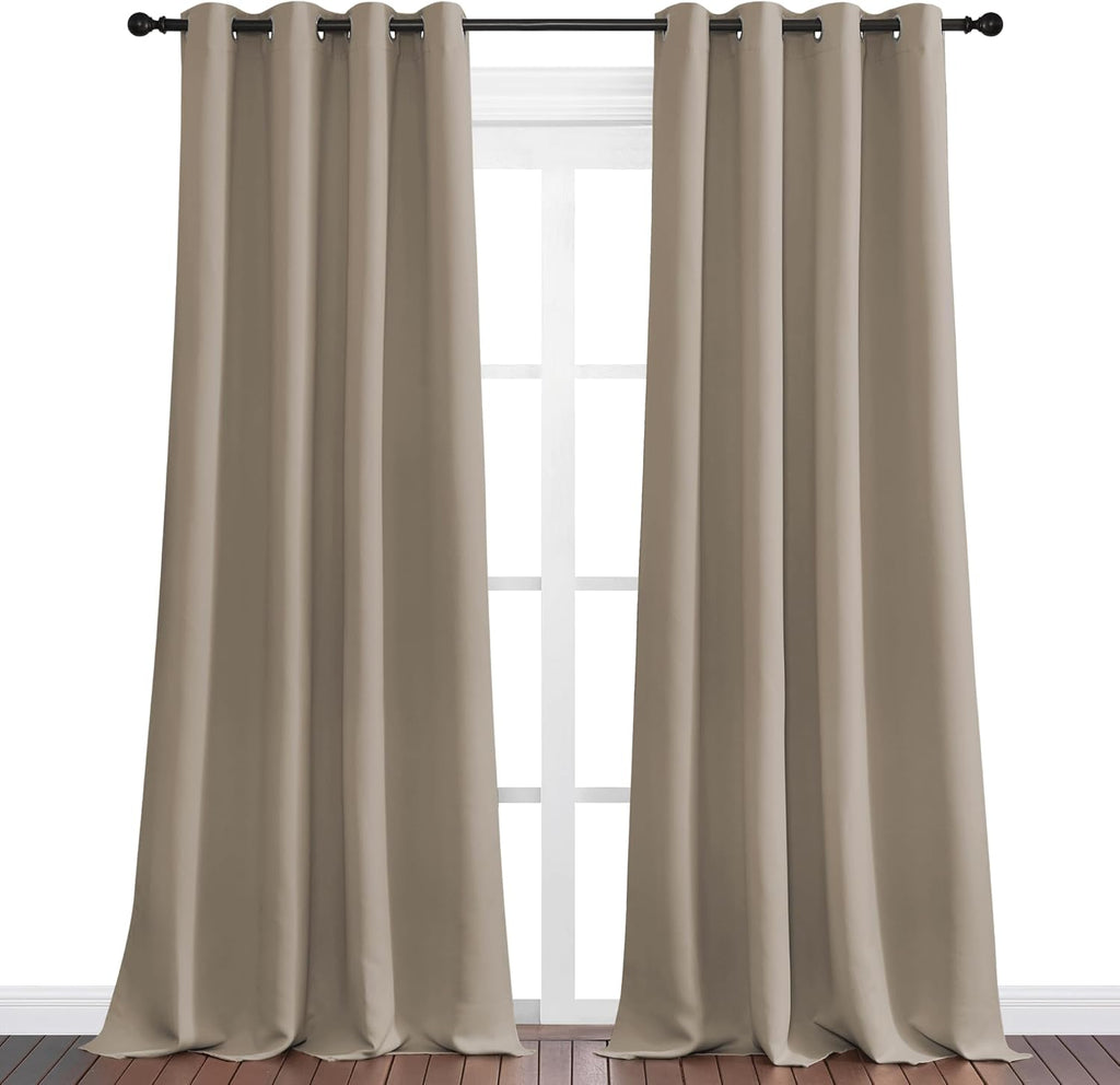 NICETOWN Taupe Blackout Curtains - 108" Long, 55" Wide, 2-Piece Set | Sound Reducing & Energy Efficient Panels for Home Decor