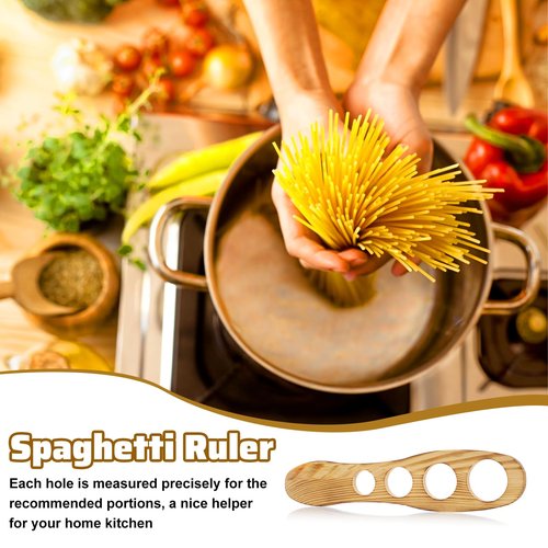Mabor Spaghetti Pasta Measurer Tool, Wood Pasta Measuring Tool with 4 Serving Portion Control Gadgets Kitchen Accessories 4 Holes Quick Portion Tools for Kitchen Cooking