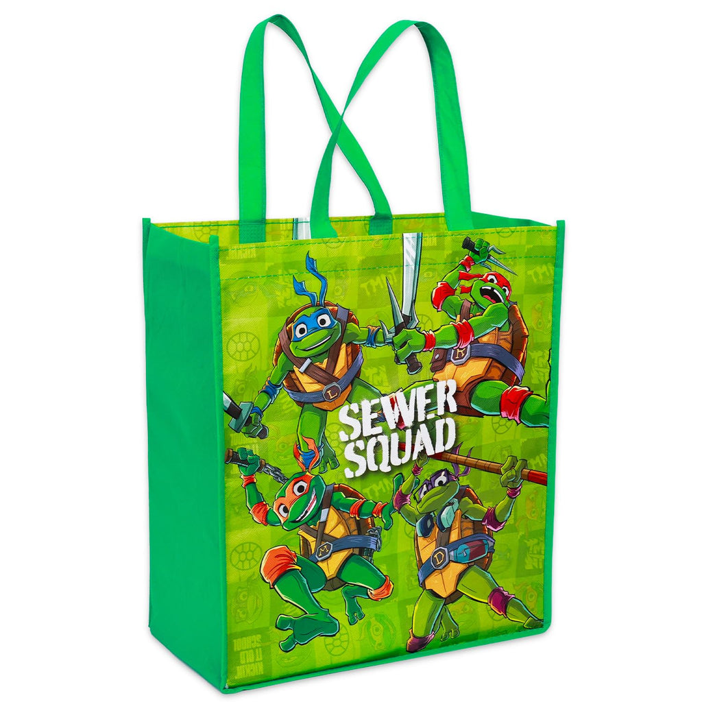 Teenage Mutant Ninja Turtles Tote Bag Bundle - TMNT Accessories Bundle with 3 Grocery Bags Featuring Donatello, Leonardo, Michelangelo, Raphael Plus Stickers | TMNT Reusable Bags
