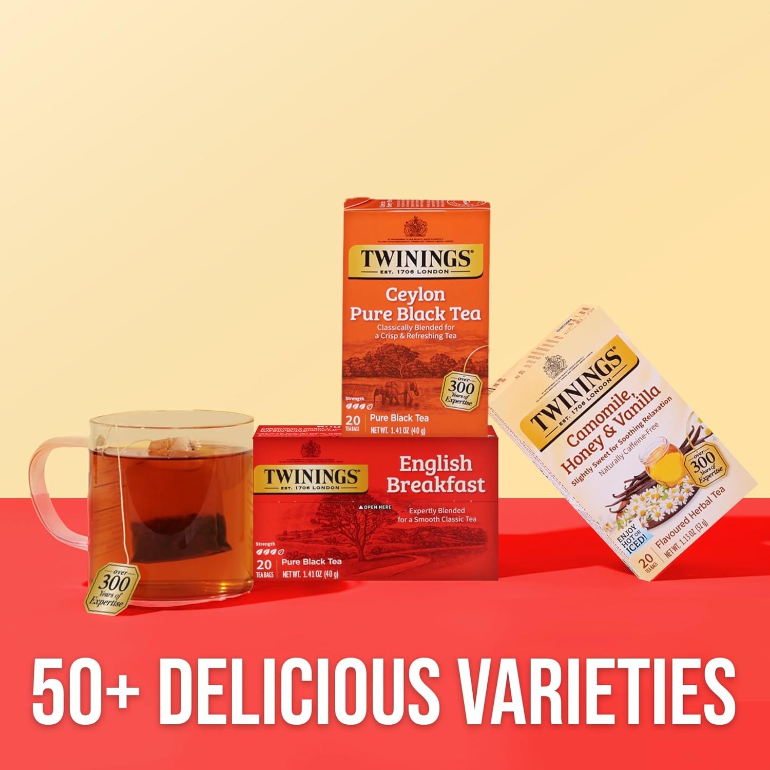 Twinings Ceylon Black Tea - Crisp & Refreshing Individually Wrapped Bags | 20 Count (Pack of 2)