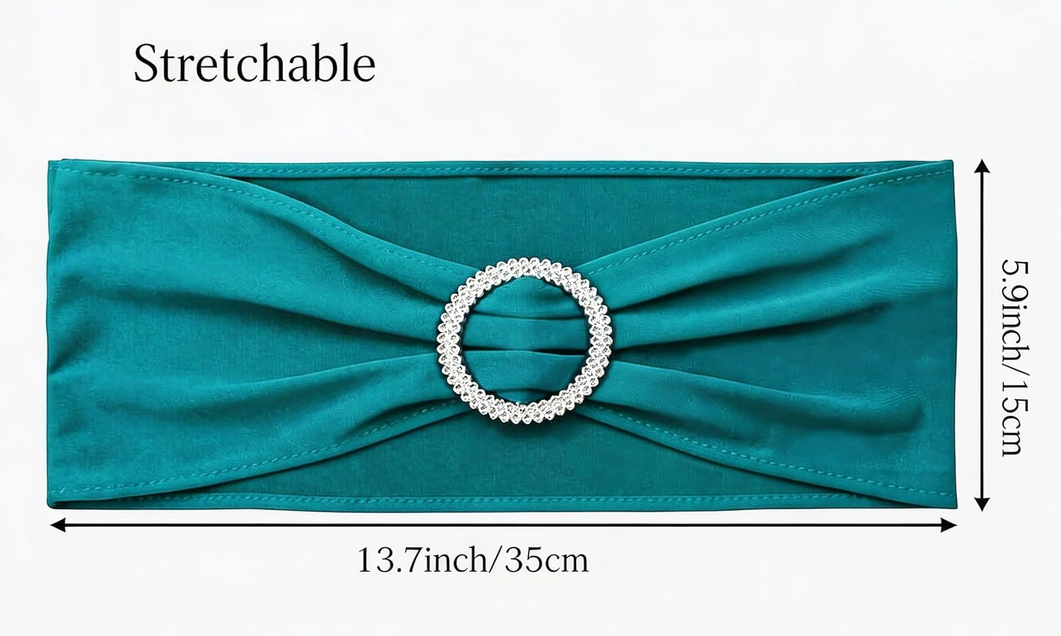 Skiennix 50 Pack Dark Turquoise Chair Sashes - Stylish Bows for Weddings & Events | Teal Chair Bands with Buckles