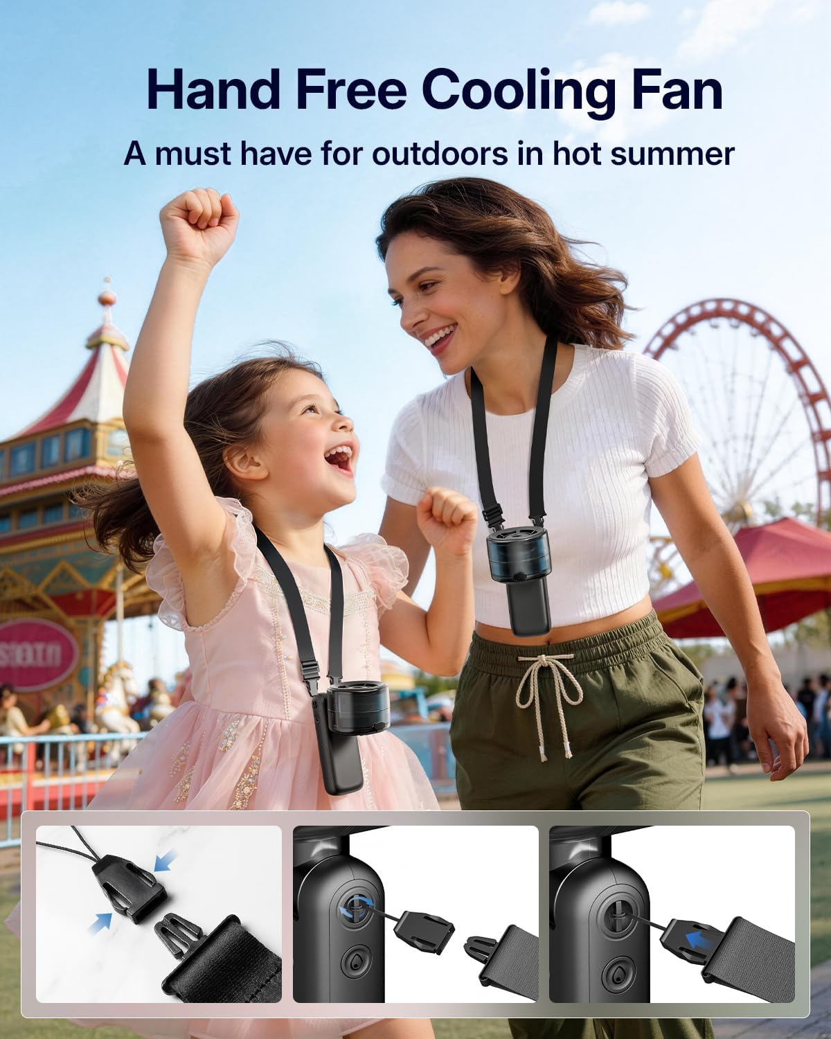 Skiennix Portable Misting Fan - Handheld Turbo Fan with Cool Mist Spray, 4000mAh Battery, 5 Speeds | Perfect for Summer Travel & Outdoor Use - Black