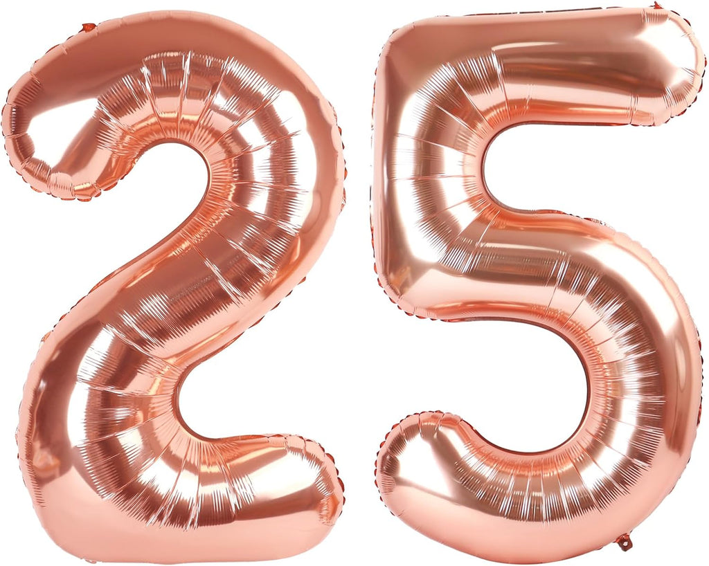 Rose Gold Number 25 Balloon - 40 Inch 25th Birthday Decoration for Men & Women