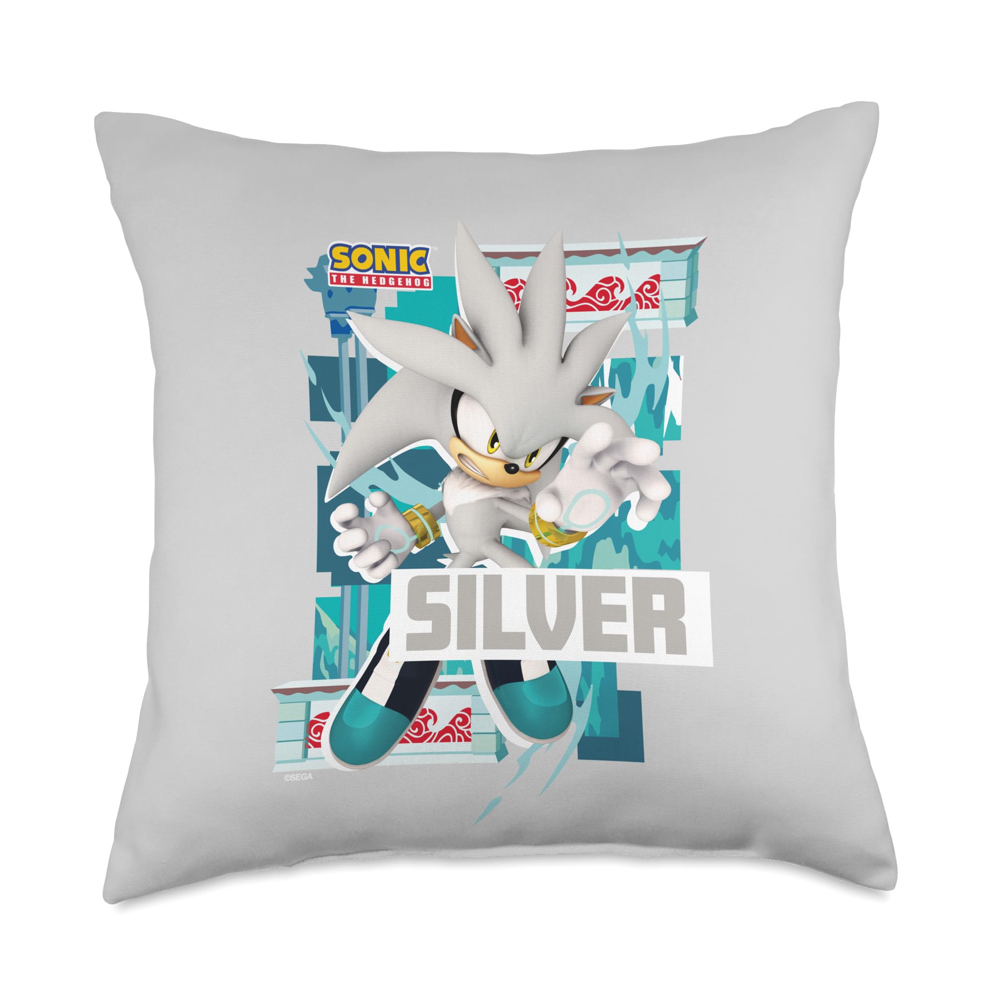 Sonic The Hedgehog - in The Zone - Silver Throw Pillow