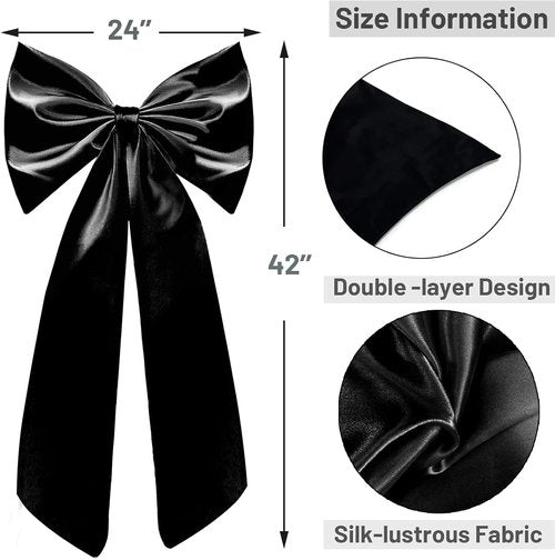 Coquette Giant Black Satin Bow - 24 x 42 Inches | Elegant Room Decor & Birthday Party Backdrop