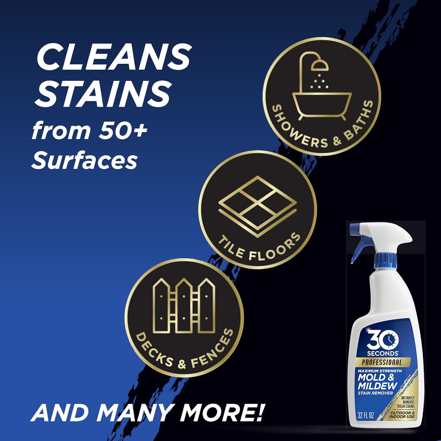 30 SECONDS Pro Mold and Mildew Stain Remover - Scrub-Free Formula for Instant Brightness | 32 Fl. Oz.