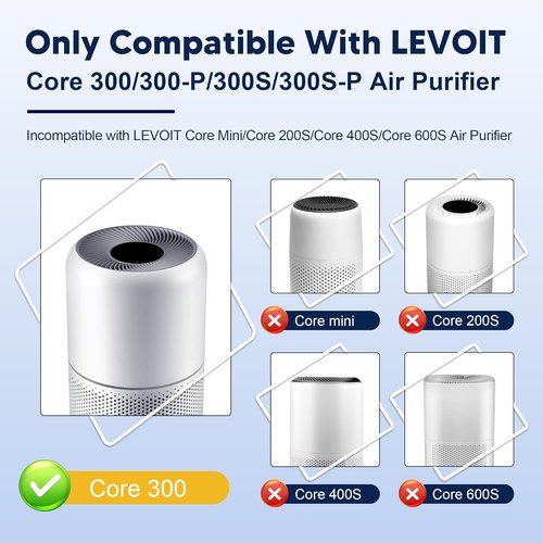 LEVOIT Core 300 Replacement Filter - 3-in-1 High-Efficiency Activated Carbon | 2 Pack, Green