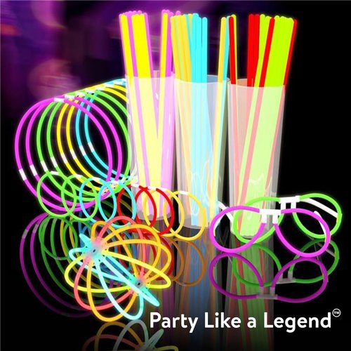 Glow Fever 209-Piece Glow Sticks Bulk Party Pack - 100 8" Glow Sticks & 109 Accessories for Festivals | Rave & Halloween Fun