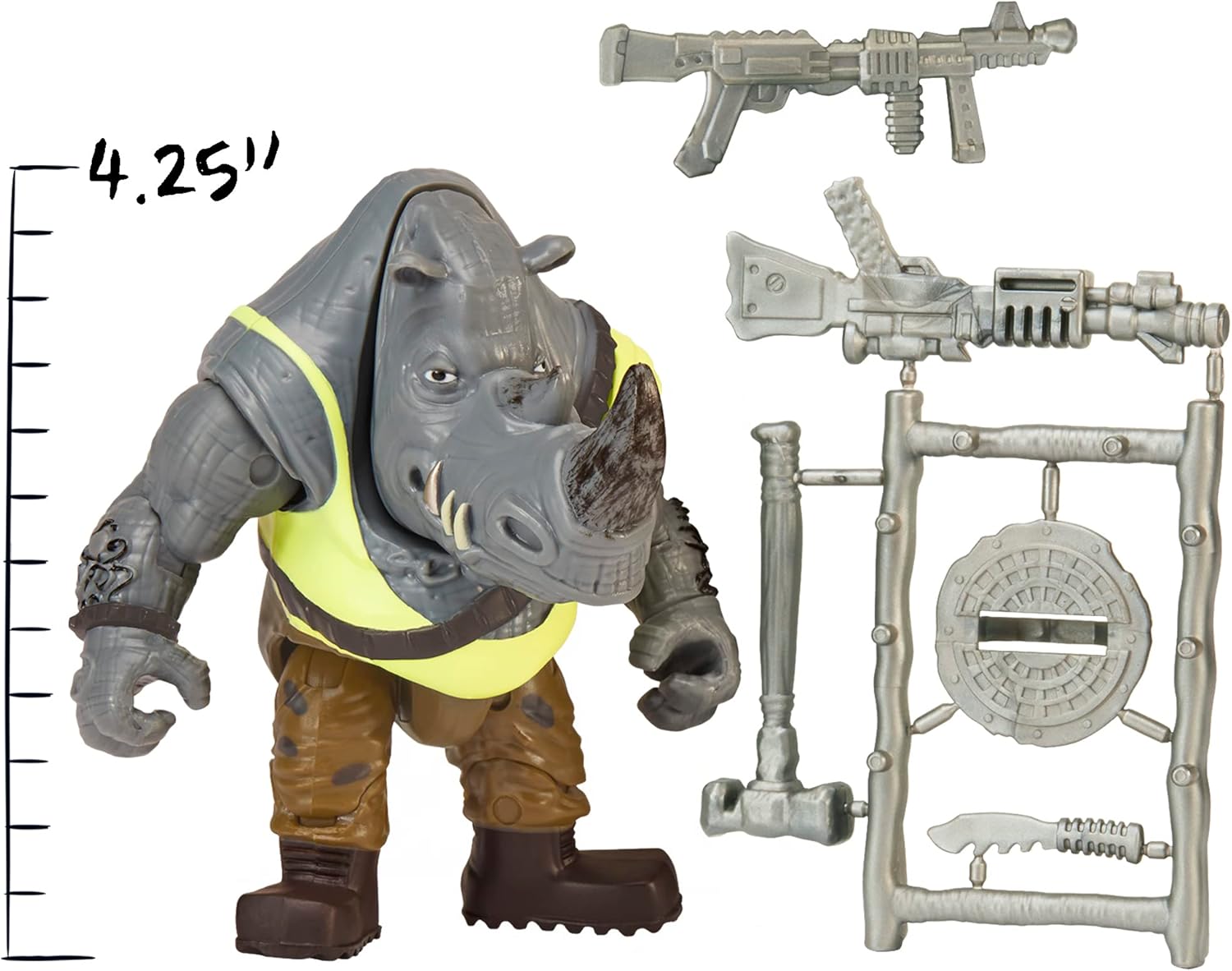 Teenage Mutant Ninja Turtles Rocksteady Action Figure - 3.75” Collectible Toy