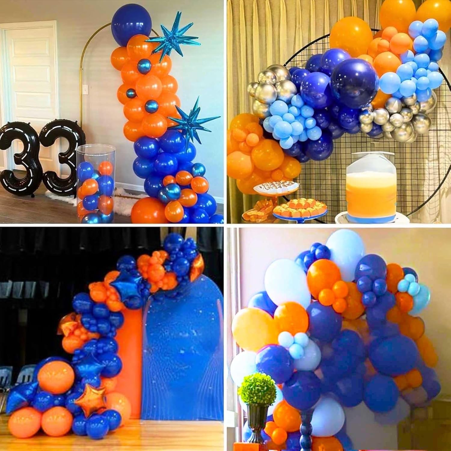 Royal Blue & Matt Orange Balloons by [Brand Name] - 12-Inch Metallic Latex Party Decor for Kids' Anime Birthday