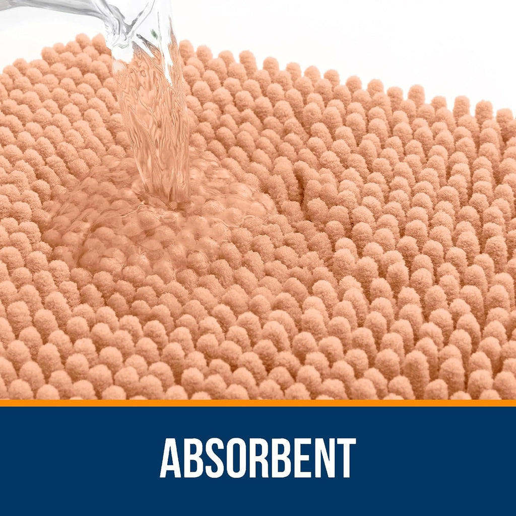 OLANLY Bathroom Rugs - Extra Soft Absorbent Chenille Mats | 36x24, Quick Dry, Machine Washable, Peach