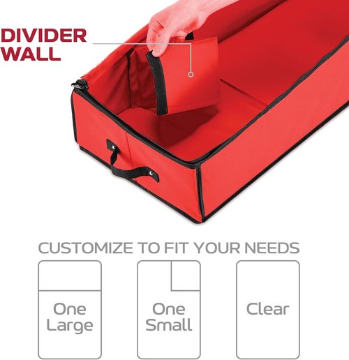Christmas Wrapping Paper Organizer by [Brand Name] - Heavy-Duty Storage Box for Up to 24 Rolls | Red with Straps and Pockets