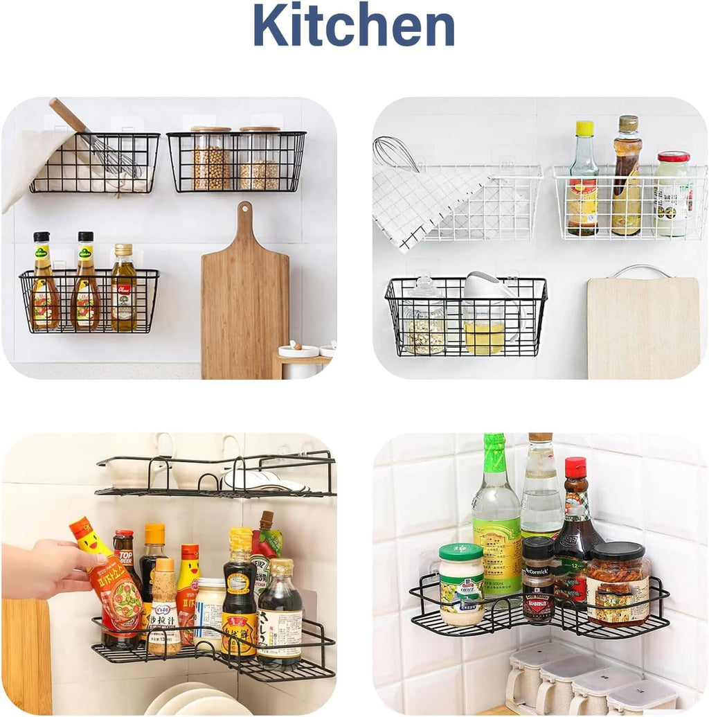 YOLOPLUS+ Shower Caddy Adhesive Hooks - Strong No-Drill Sticker Hooks for Bathroom & Kitchen | 8 Pack