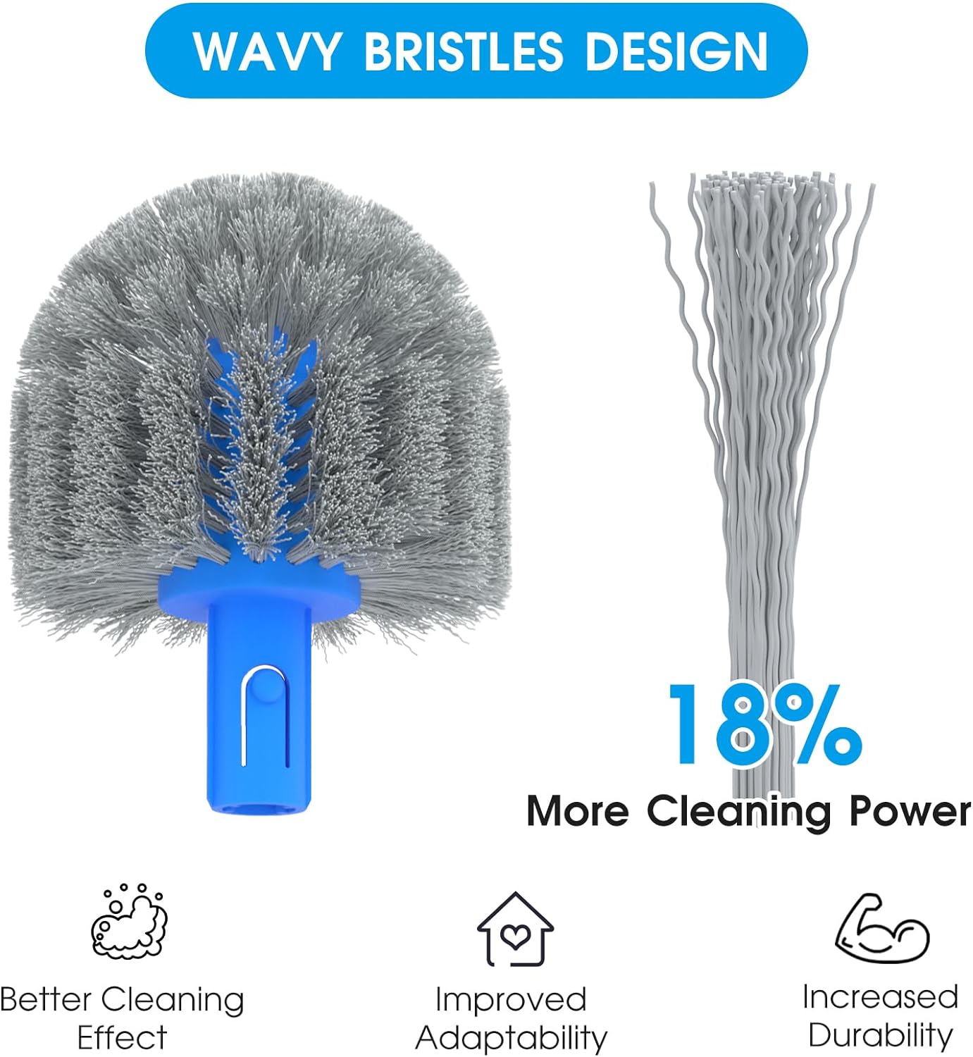 TidyMister 20'' 2-in-1 Pool Brush Head - Heavy-Duty Cobweb Duster with EZ Clip & Wavy Nylon Bristles for Inground & Above-Ground Pools