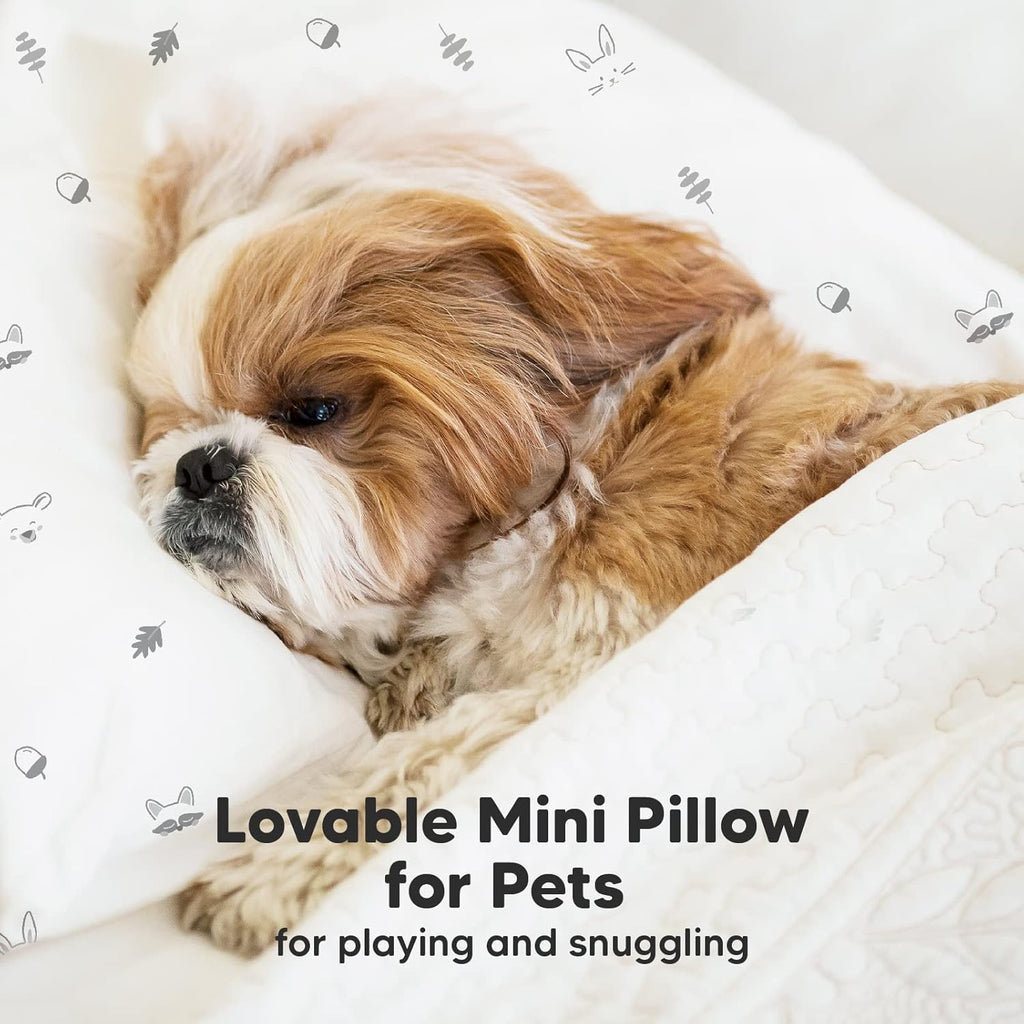 My Little Dreamy Mini Toddler Pillow - Soft Organic Cotton Travel Pillow with Pillowcase, 9x13 (Acorn)