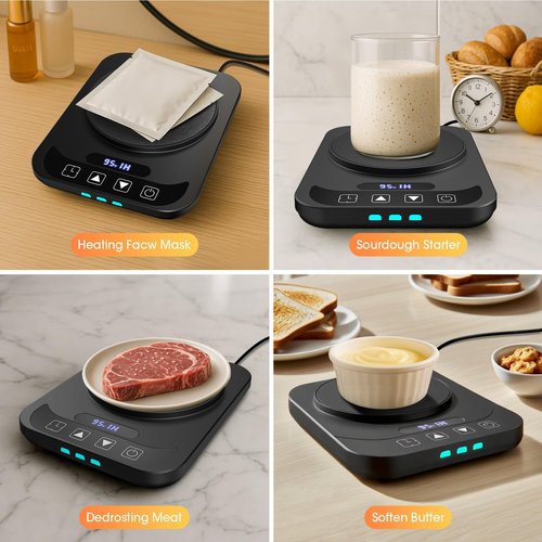 Sourdough Starter Warmer, Precise 1°F Thermostat Control (70-100°F) Sourdough Warming Mat, Auto Warming On/Off, 12-Hour Timer Sourdough Warmer for Home Baking (No Jar Included)