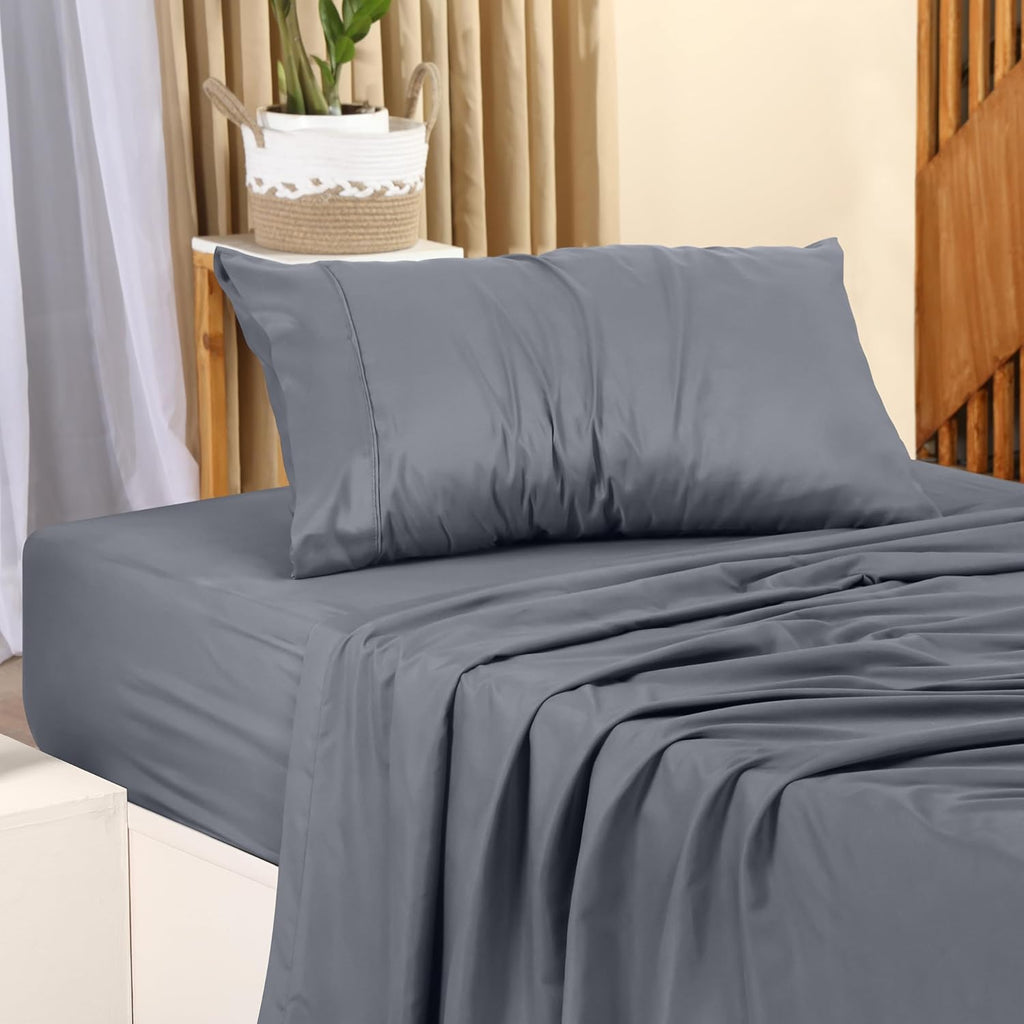 Utopia Bedding Twin Bed Sheets Set - Soft Brushed Microfiber - Fade & Shrink Resistant - Grey